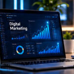 Digital marketing dashboard on a laptop