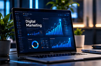 Digital marketing dashboard on a laptop