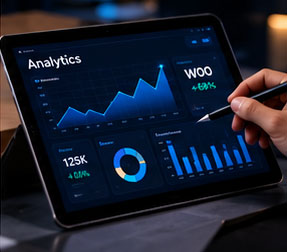 Analytics dashboard on a tablet